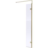 Nuie Semi-Frameless 300mm Wetroom Screen With Support Bar Brushed in Brass