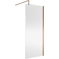 Nuie Frameless 900mm Wetroom Screen With Support Bar Brushed in Bronze
