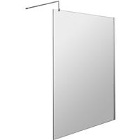 Nuie Frameless 1400mm Wetroom Screen With Support Bar in Chrome