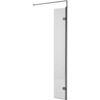 Nuie Fluted 300mm Shower Enclosure With Support Bar Brushed in Pewter
