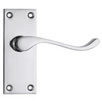 Lockworks Victorian Straight Door Handles Pack Short Latch Polished ( Pack) in Chrome