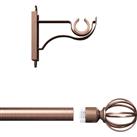 Rothley Curtain Pole Kit with Cage Orb Finials Antique 25mm x 1829mm in Copper Steel