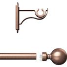 Rothley Curtain Pole Kit with Solid Orb Finials Antique 25mm x 1219mm in Copper Steel