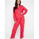 Pour Moi Luxe Woven Twill Pyjama Set - Red