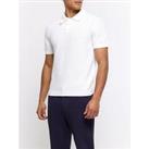 River Island Slim Fit Textured Knit Polo - White