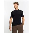River Island Muscle Fit Brick Knit Pointelle T-Shirt