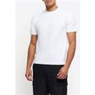 River Island Slim Fit Textured Knit T-Shirt - White
