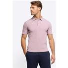 River Island Muscle Fit Rib Short Sleeve Polo - Pink