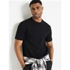 River Island Slim Fit Quilted T-Shirt - Black