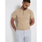 River Island Muscle Fit Knitted Half Zip Polo