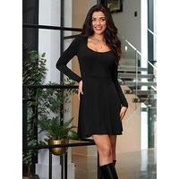 Pour Moi Bailey Slinky Jersey Skater Dress - Black