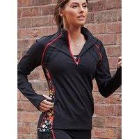 Pour Moi Energy Long Sleeved Half Zip Printed Running Top - Black/Multi