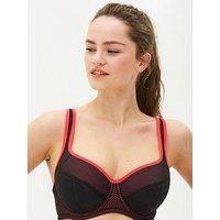 Pour Moi 97002 Energy Reach Underwired Padded Sports Bra Black/Coral 32-40 D-G