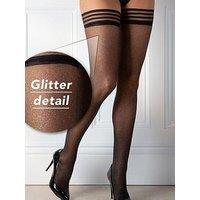 Pour Moi All That Glitters Lurex Hold Up - Black/Multi