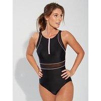 Pour Moi Energy Chlorine Resistant High Neck Zip Front Swimsuit - Multi