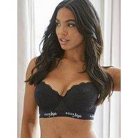 Pour Moi Logo Padded Underwired Bra - Black