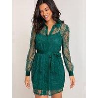 Pour Moi Clara Long Sleeve Lace Shirt Dress