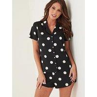 Pour Moi Satin Print Revere Collar Short Pj Set