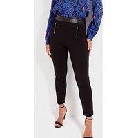 Pour Moi Amy Faux Leather Waistband Slim Ponte Trouser