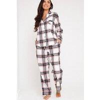 Pour Moi Cosy Check Pyjama Set - White/Multi