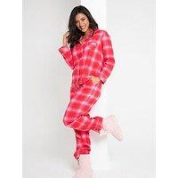 Pour Moi Cosy Check Pyjama Set - Red