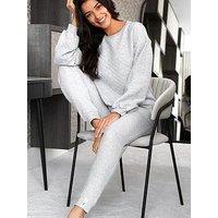 Pour Moi Quilted Lounge Sweatshirt & Jogger Co-Ord Set - Grey
