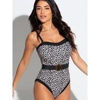 Pour Moi Removable Straps Belted Tummy Control Swimsuit - Multi