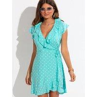 Pour Moi Woven Frill Wrap Dress - Print Multi