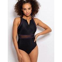 Pour Moi Energy Chlorine Resistant High Neck Zip Front Swimsuit - Multi