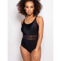 Pour Moi Energy Double Strap Racerback Mesh Swimsuit - Black