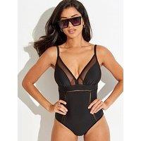 Pour Moi Mesh Ladder Detail Tummy Control Swimsuit - Black