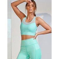 Pour Moi Energy Mesh Insert Crop Top - Aqua