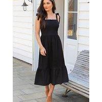 Pour Moi Laura Jersey Tie Strap Tiered Maxi Dress - Black