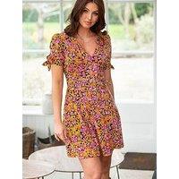 Pour Moi Bella Slinky Jersey Tie Sleeve Tea Dress