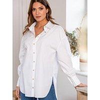 Pour Moi Cotton Poplin Oversized Long Sleeve Shirt - White