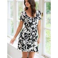 Pour Moi Evangeline Gathered Neckline Slinky Jersey Dress - Dark Floral