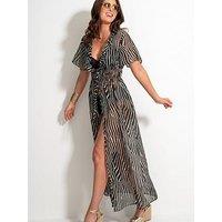 Pour Moi Frill Detail Double Tie Chiffon Kimono