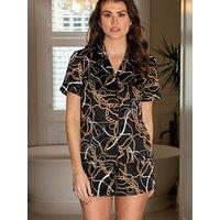 Pour Moi Satin Print Revere Collar Short Pj Set