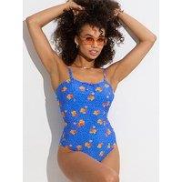 Pour Moi Santa Cruz Strapless Swimsuit Swimming Costume 24910 Blue Floral
