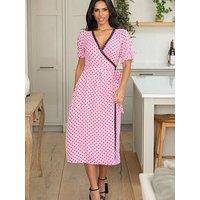 Pour Moi Laney Lace Trim Woven Wrap Midi Dress