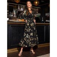 Pour Moi Michaela Jacquard Chiffon Frill Midaxi Dress