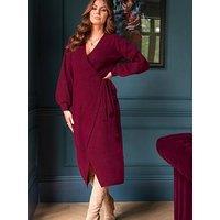 Pour Moi Elle Knit Midi Wrap Dress - Dark Purple