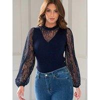 Pour Moi Dakota Lace Sleeve Knit Jumper With Lenzing Ecovero Viscose Fibres
