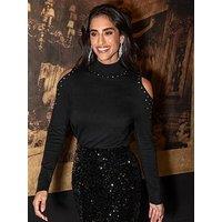 Pour Moi Scarlett Hot Fix Cut Out Fine Knit Jumper - Multi