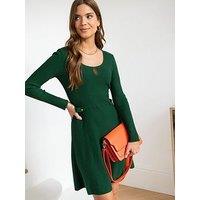 Pour Moi Helen Knit Skater Skirt Dress With Lenzing Ecovero Viscose Fibres - Green