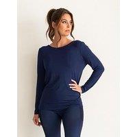 Pour Moi Cross Back Jersey Yoga Top - Dark Blue