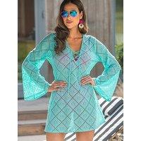 Pour Moi Crochet Lace Long Sleeve Beach Cover Up
