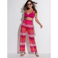 Pour Moi Colour Block Crochet Co-Ord Beach Trouser - Multi