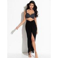 Pour Moi Lenzing Ecovero Viscose Fibres Fringe Trim Crinkle Woven Multiway Sarong - Black