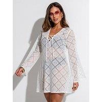 Pour Moi Crochet Lace Long Sleeve Beach Cover Up